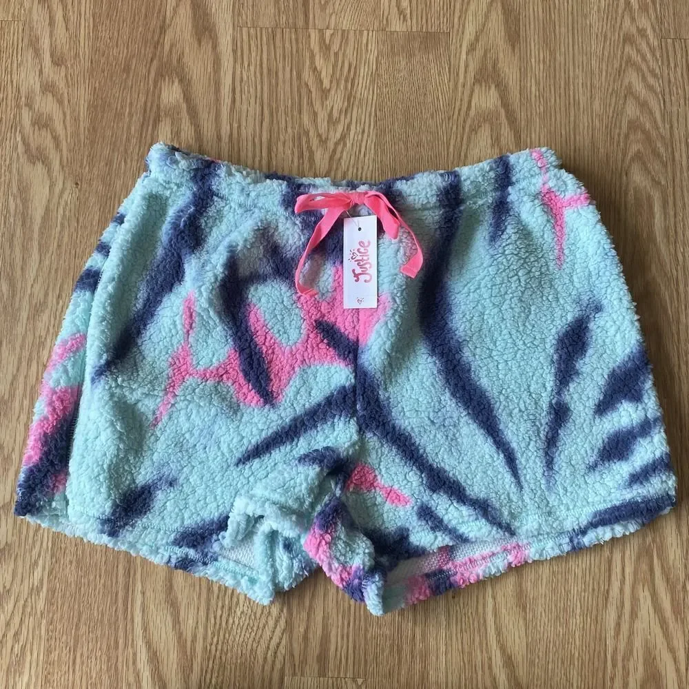 Justice Sherpa Tie Dye Pajama Set Blue Pink 16/18
